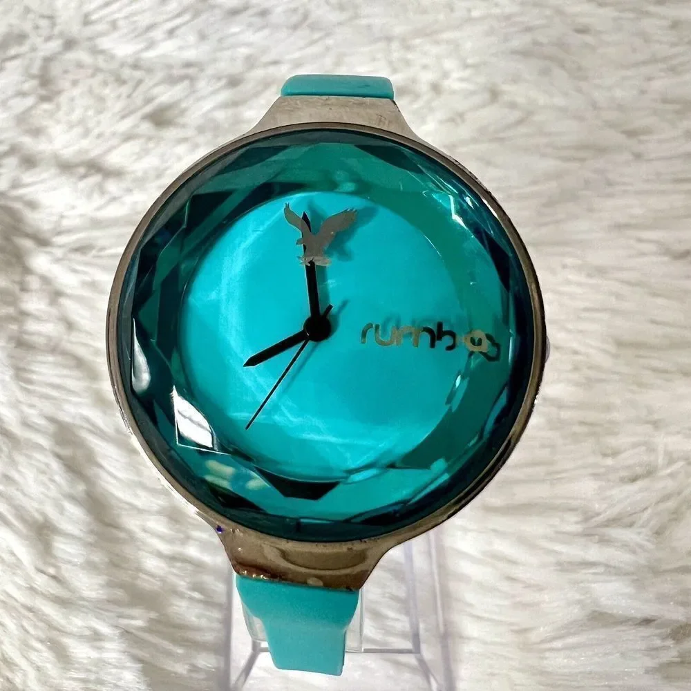 RUMBA TIME for American Eagle Outfitters Women's Watch Teal /Aqua Silicone Band